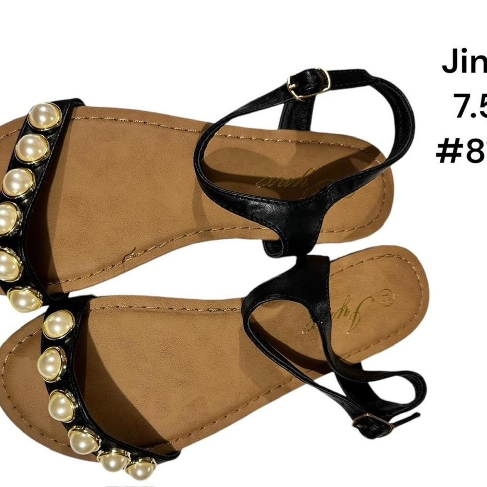 New Jynx Black‎ & Pearl Sandals Size 7.5